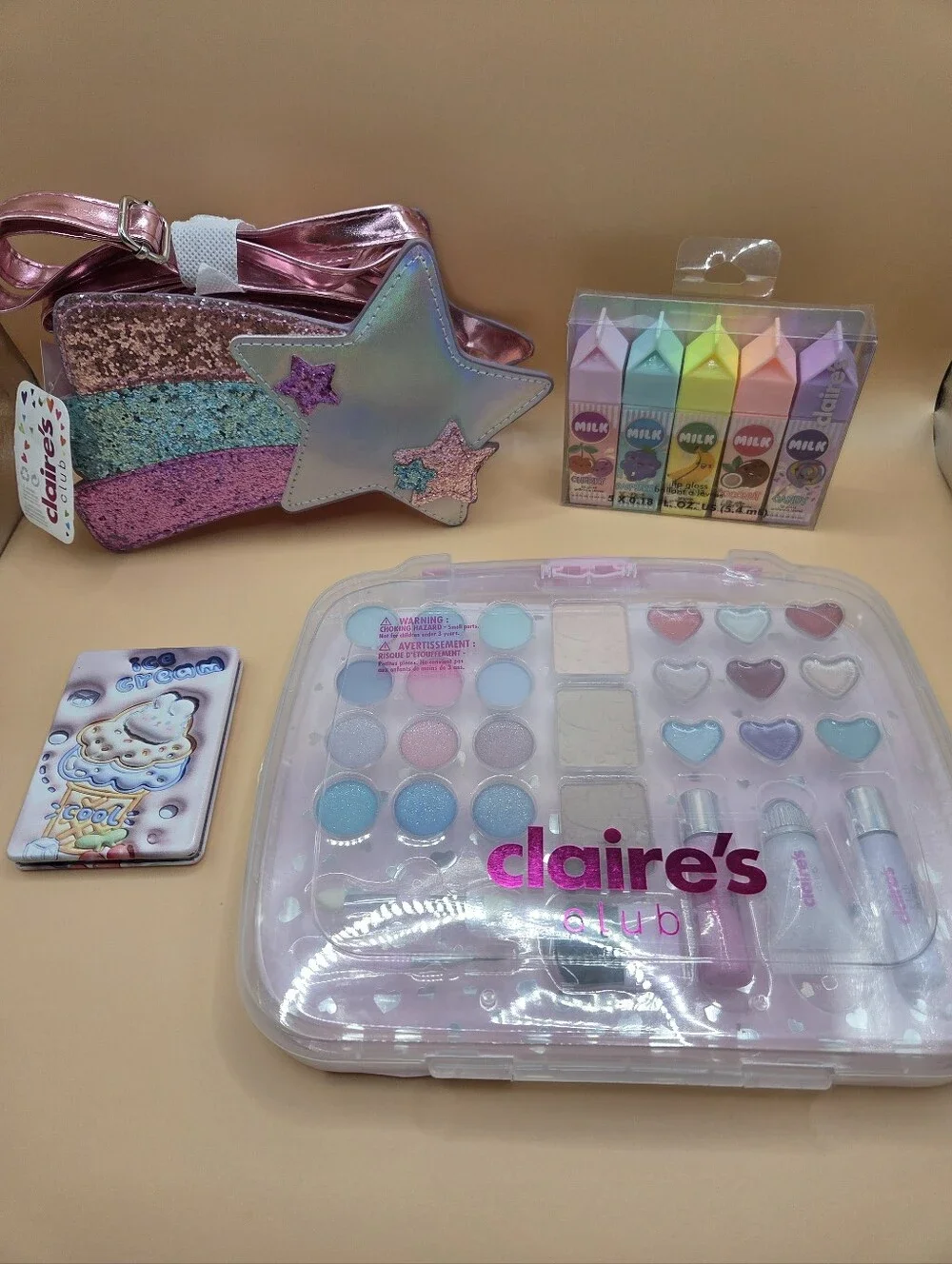 Claire's Pink Glitter Shooting Star Girls Crossbody Bag Bundle